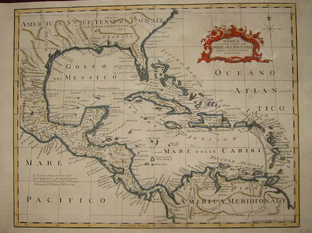 Rossi Veremondo Nuova e corretta Carta dell'Indie Occidentali cavata dalle migliori autorità  1777 Livorno